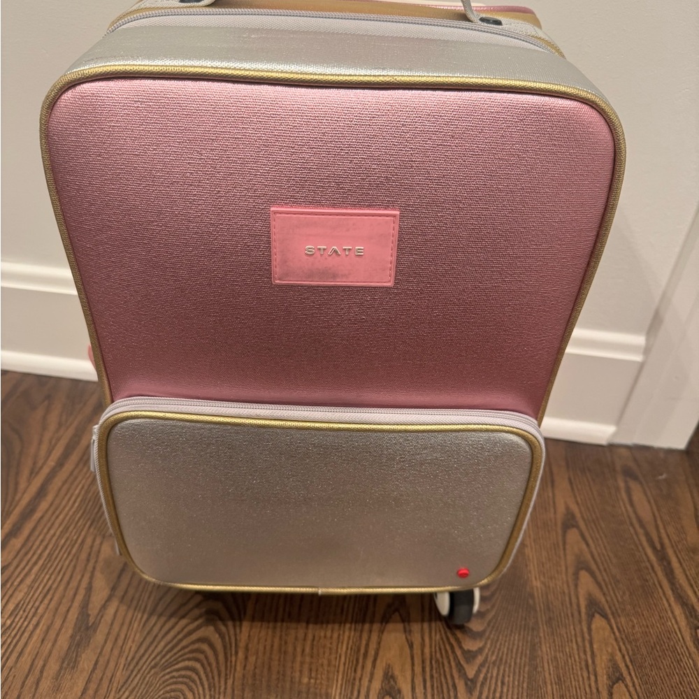 STATE Pink and Silver Travel Suitcase